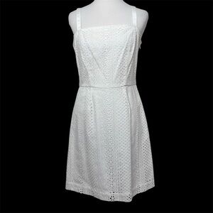 Brooks Brothers Red Fleece Women's White Eyelet Lace Dress 6 Short Sleeve Cotton